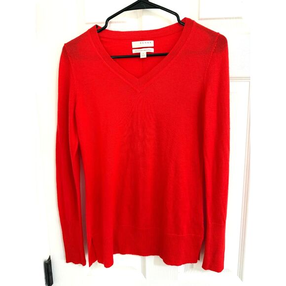KENAR Superfine Merino Wool Womens Red V Neck Sweater SZ S - Picture 5 of 9